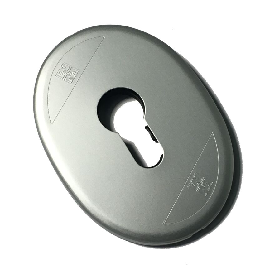 Espelho oval Mottura, para cilindro de perfil europeu, em alumínio anodizado