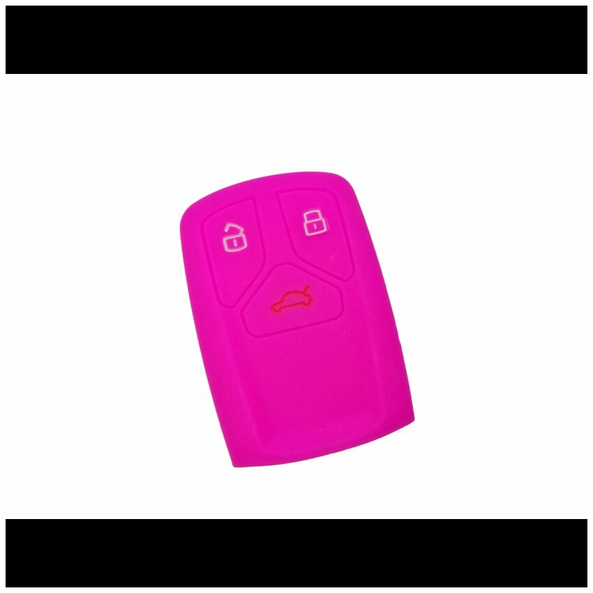 Capa silicone Audi, três botões Smart Key proximidade, rosa