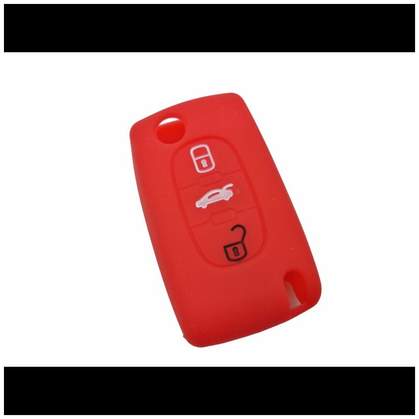 Capa silicone Citröen, flip três botões, vermelho