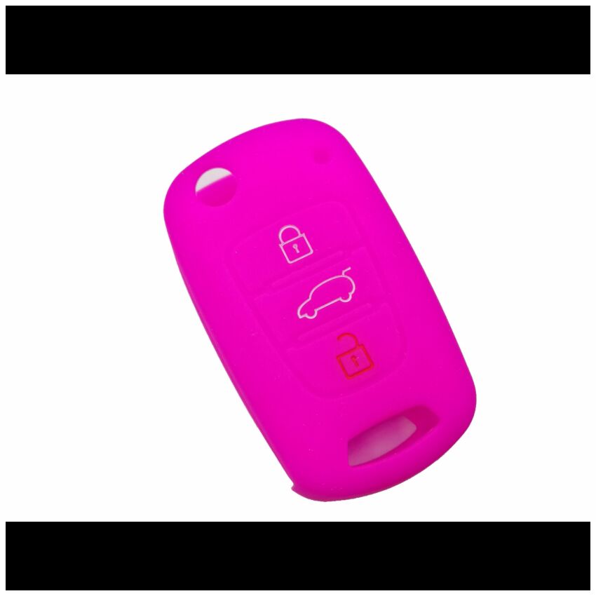 Capa silicone Kia, três botões, rosa