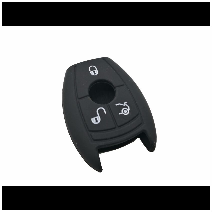 Capa silicone Mercedes, três botões, negra