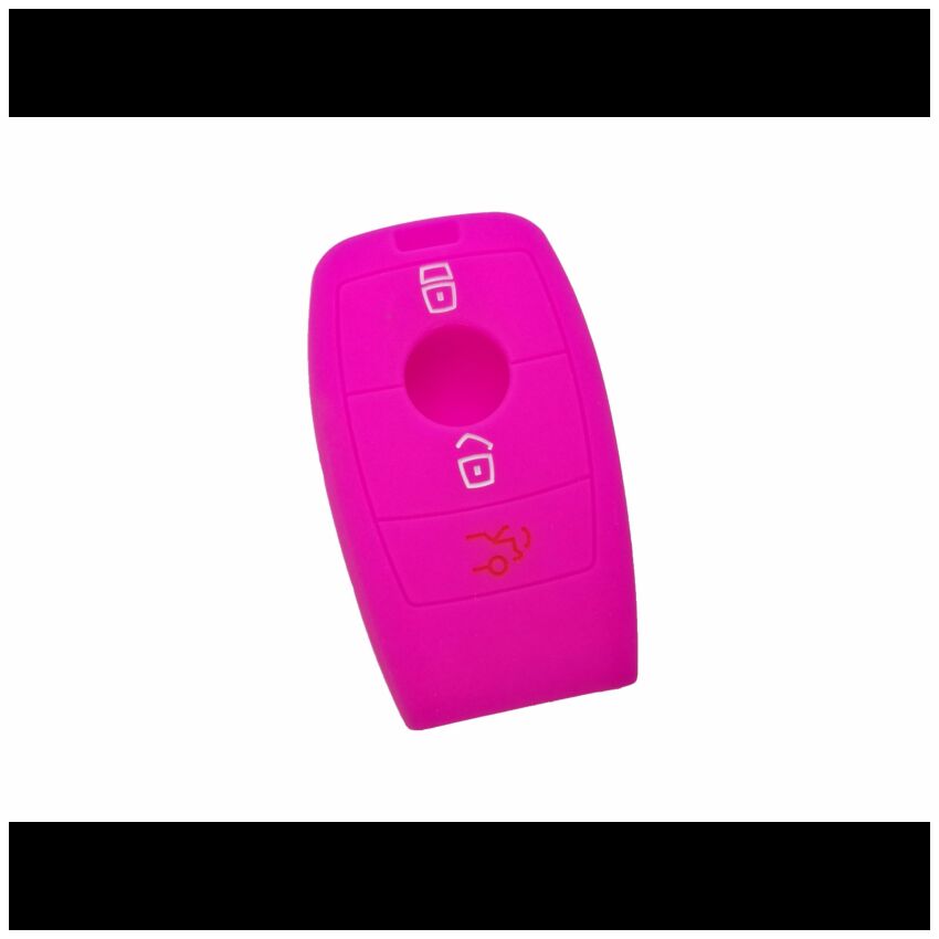 Capa silicone Mercedes, três botões, Smartkey proximidade, rosa
