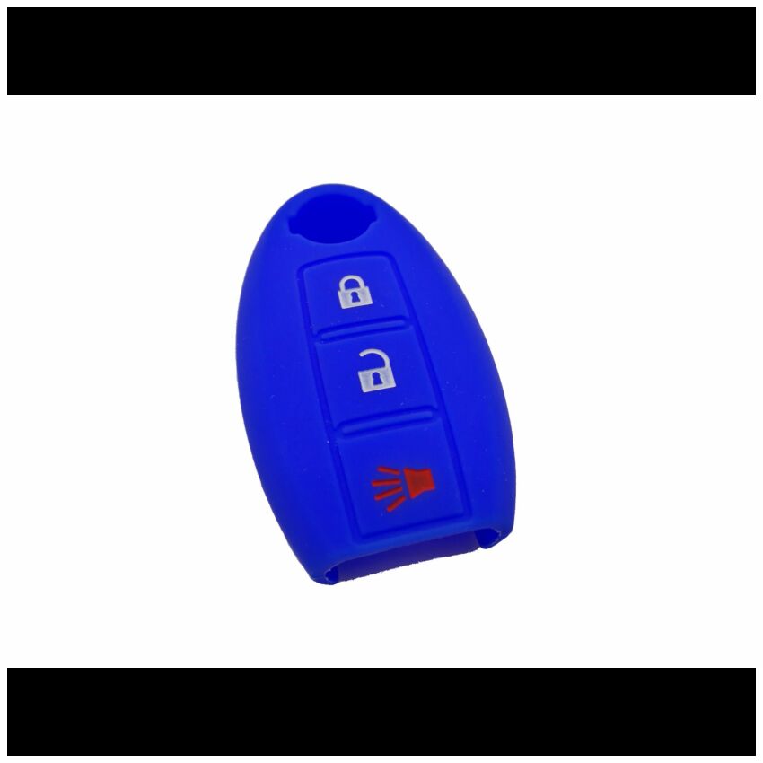 Capa silicone Nissan, três botões, azul