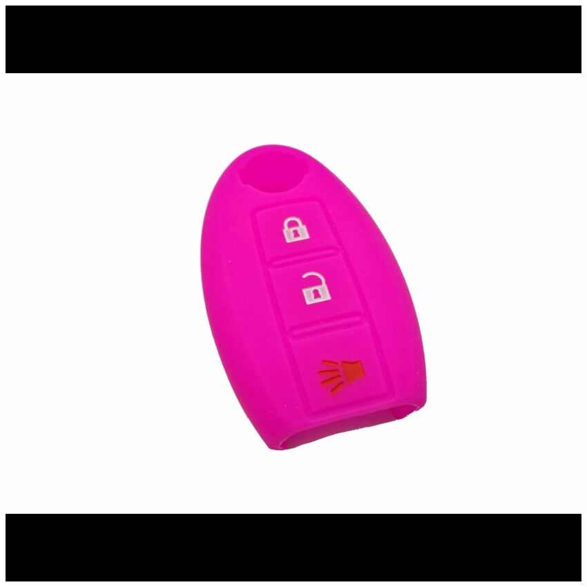 Capa silicone Nissan, três botões, rosa