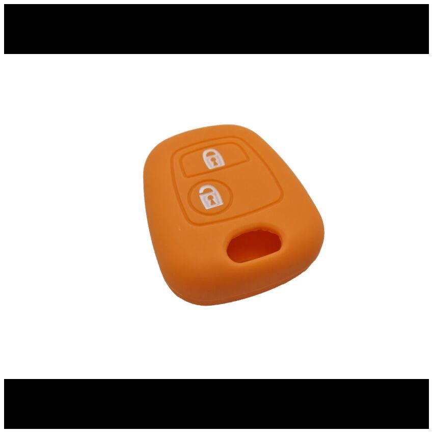 Capa silicone Peugeot, dois botões, laranja