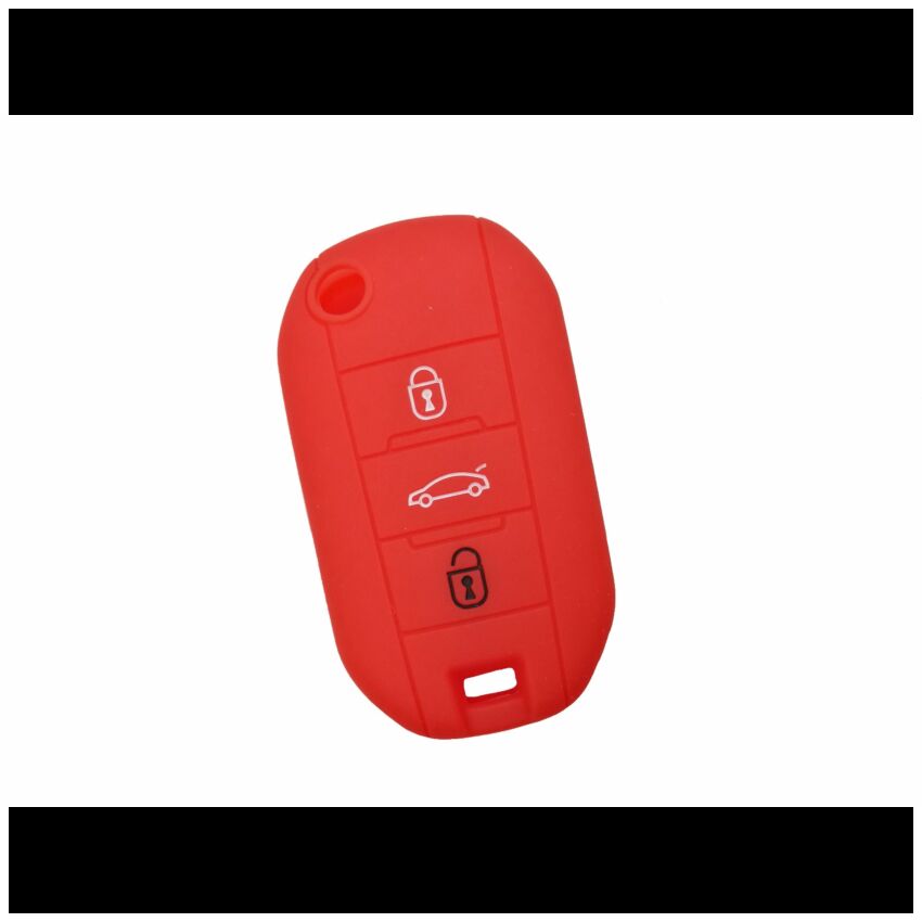 Capa silicone Peugeot, flip três botões, vermelha