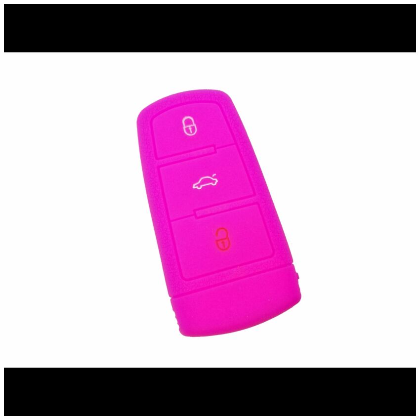 Capa silicone Volkswagen, três botões, Smartkey proximidade, rosa