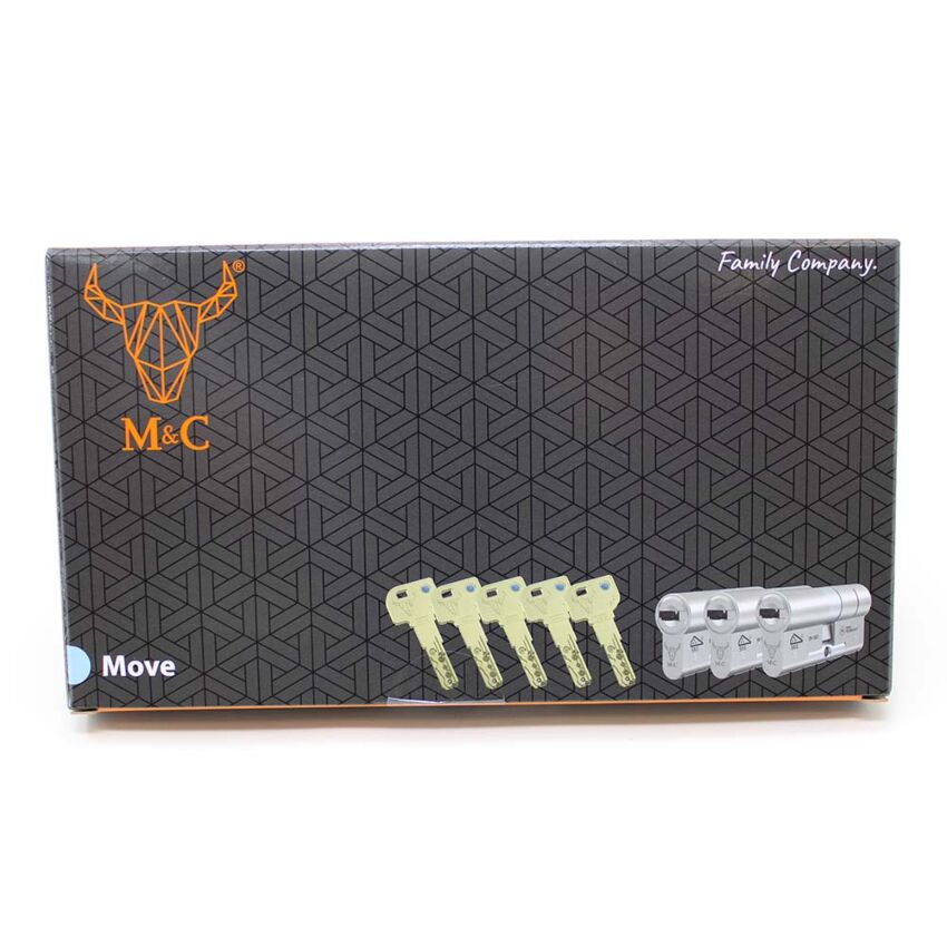 Cilindro M&C Move 32x32mm niquelado, Pack 3 cilindros mestrados