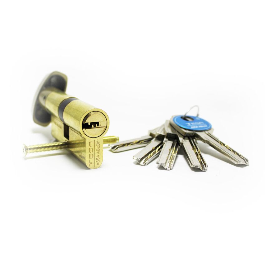 Cilindro Tesa T60 de botão 30x30mm latonado