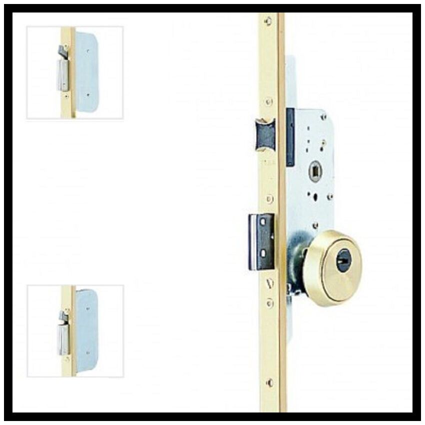 Fechadura multiponto 3 pontos TESA TLP, chapa em U, entrada 55mm, dourado esmaltado