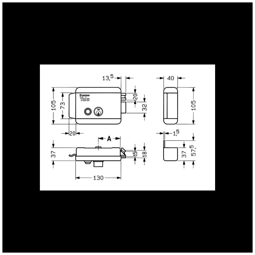 Fechadura elétrica de sobrepor Yale 67800502, esquerda