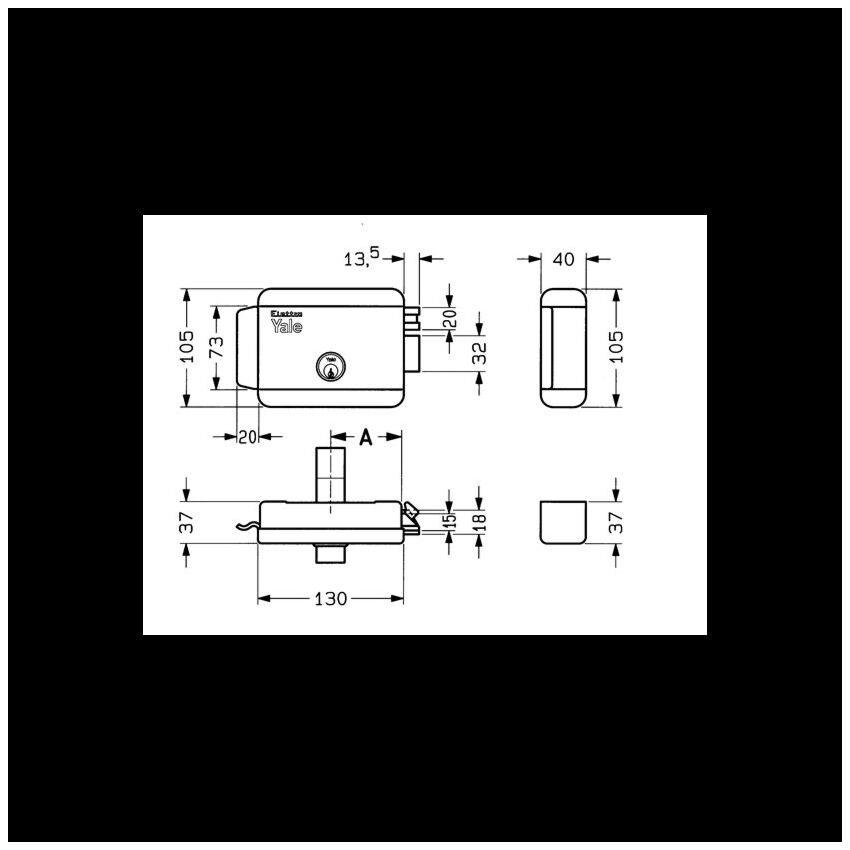 Fechadura elétrica de sobrepor Yale 68000601, direita