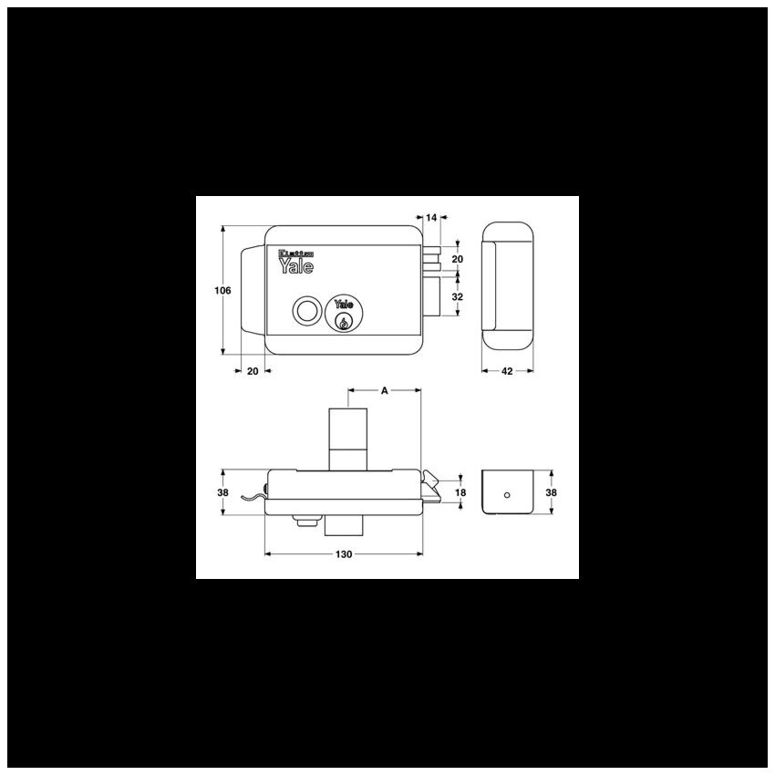 Fechadura elétrica de sobrepor Yale 68800601, direita