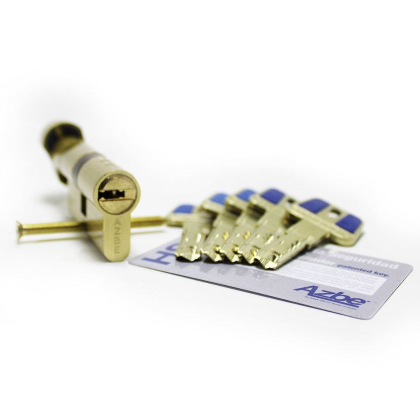 Cilindro Yale HSK de botão 35x35mm latonado