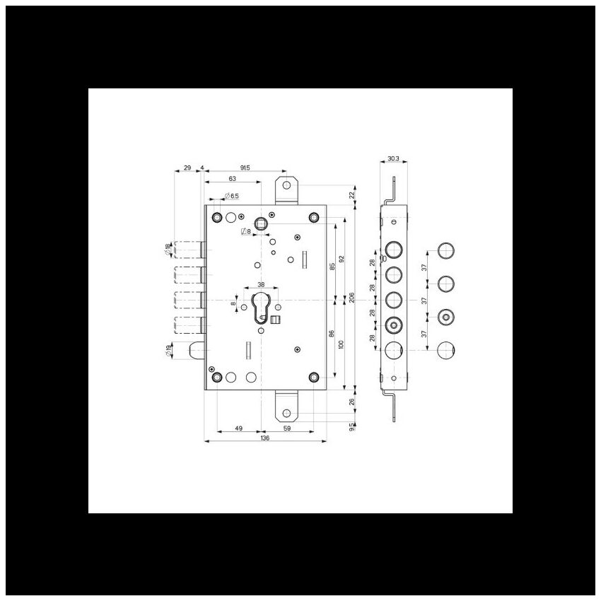 Fechadura Mottura, porta blindada 4 pernos 82571W800Q