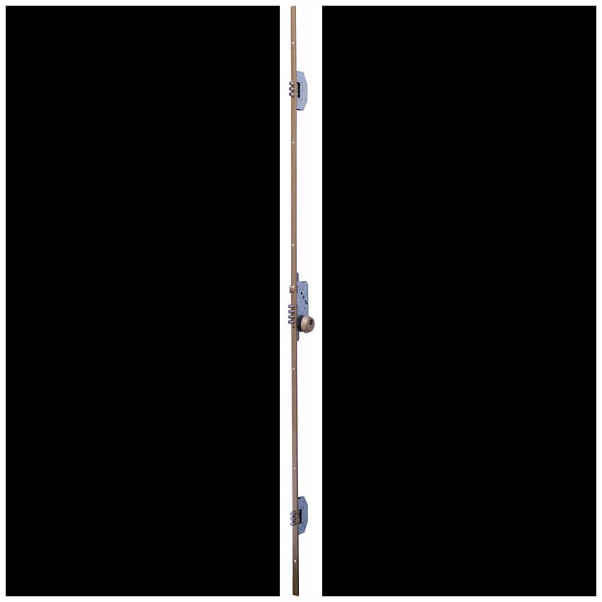 Fechadura multiponto 3 pontos UCEM 2560/2561, chapa em U, entrada 60mm, cromado