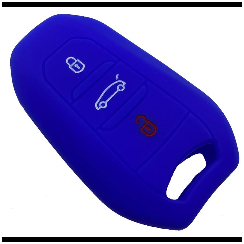 Capa Silicone Peug Três Botões Smartkey Azul