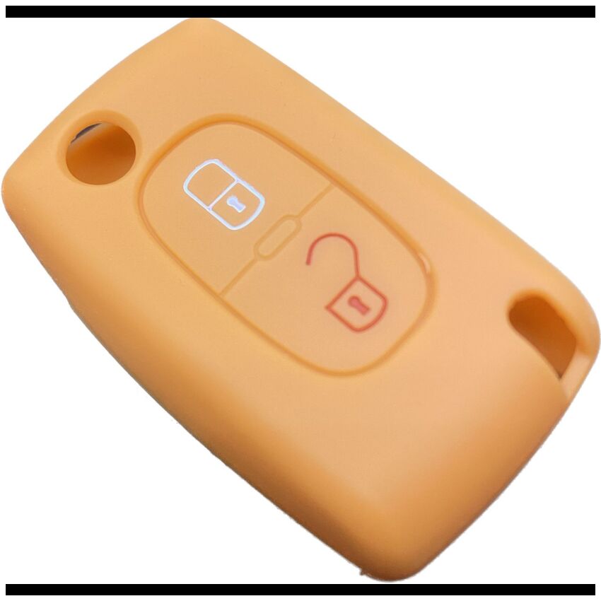 Capa silicone Citröen, flip dois botões, laranja