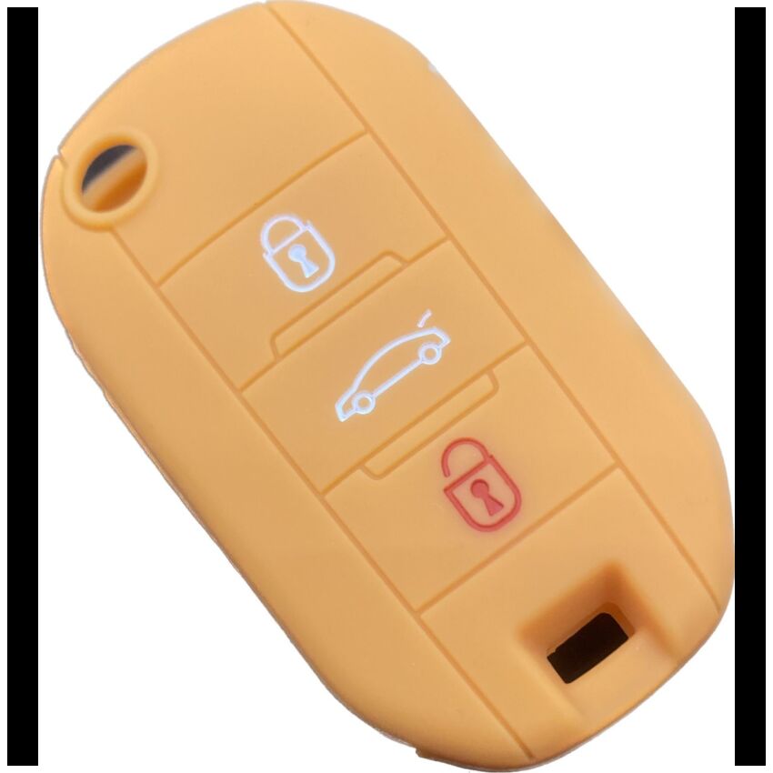 Capa silicone Peugeot, flip três botões, laranja