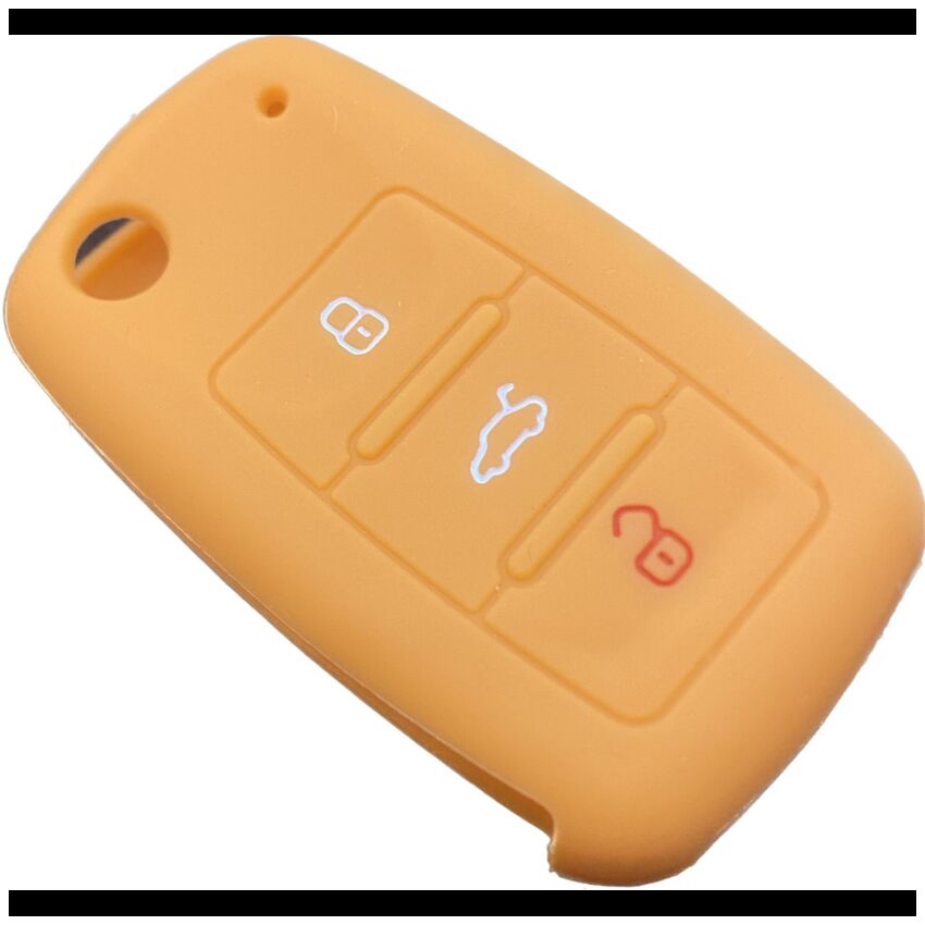 Capa silicone Volkswagen, três botões, laranja