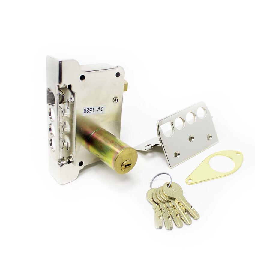 Fechadura Yale 9HS de sobrepor com 3 pontos fecho, direita, niquelado