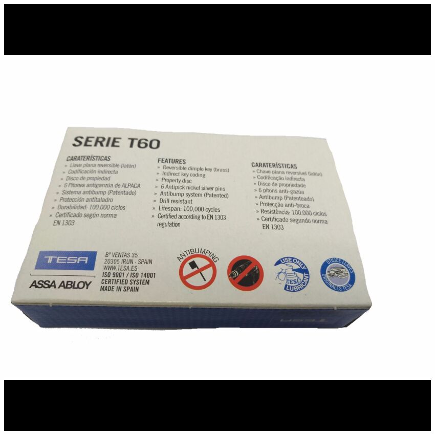 Cilindro Tesa T60 de botão 30x60mm latonado