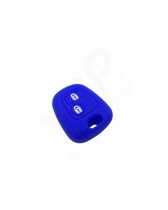Capa silicone Peugeot, dois botões, azul
