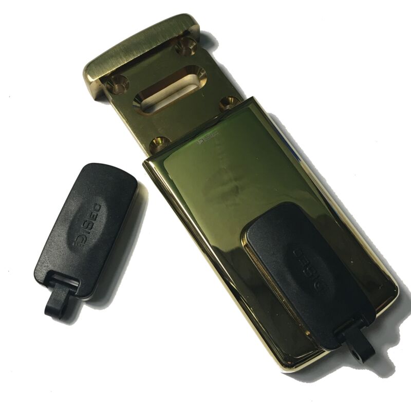 Escudo de segurança Disec dourado retangular, com proteção magnética, para chave de duplo palhetão