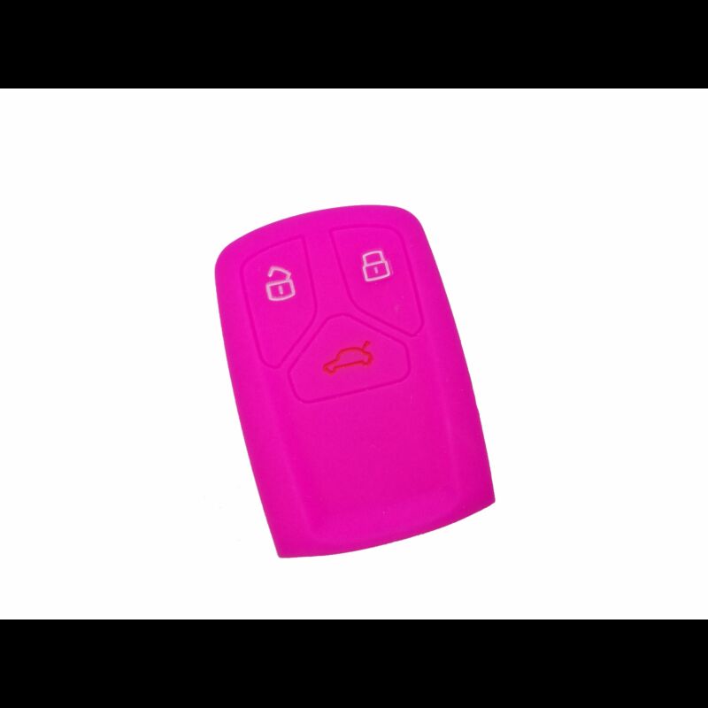 Capa silicone Audi, três botões Smart Key proximidade, rosa