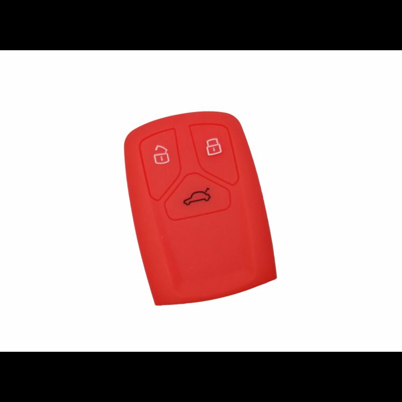 Capa silicone Audi, três botões Smart Key proximidade, vermelha
