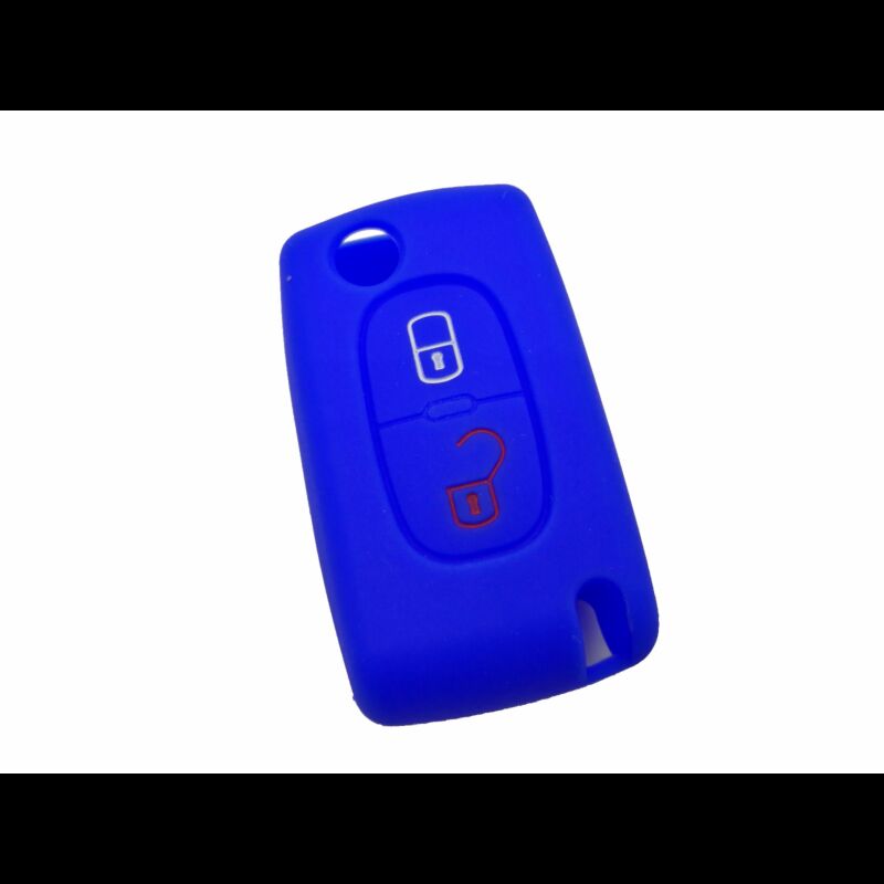 Capa silicone Citröen, flip dois botões, azul