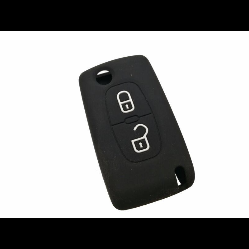 Capa silicone Citröen, flip dois botões, negra