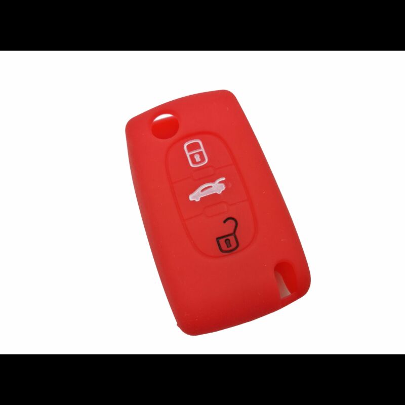 Capa silicone Citröen, flip três botões, vermelho