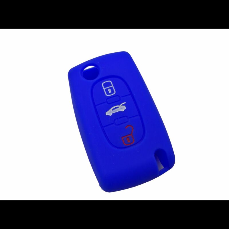 Capa silicone Citröen, flip três botões, azul