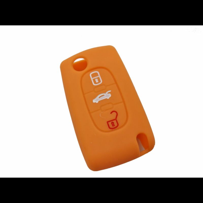 Capa silicone Citröen, flip três botões, laranja