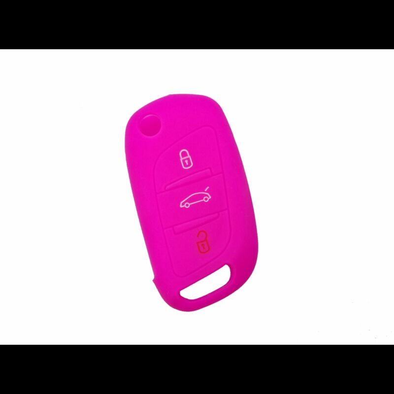 Capa silicone Citröen, nova flip três botões, rosa