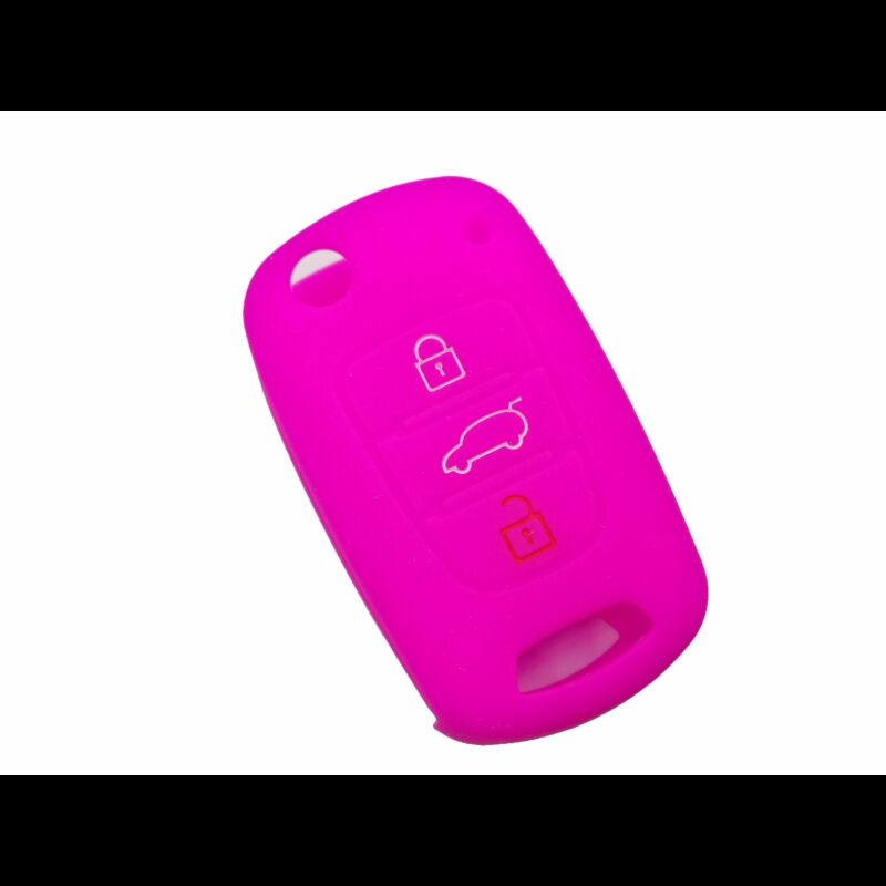 Capa silicone Kia, três botões, rosa
