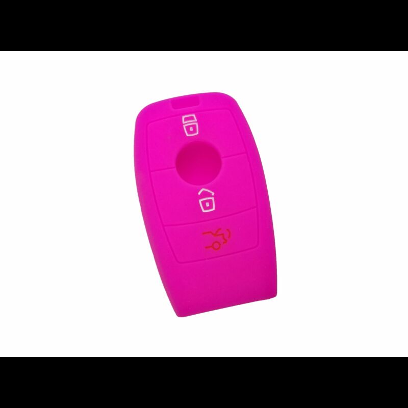Capa silicone Mercedes, três botões, Smartkey proximidade, rosa