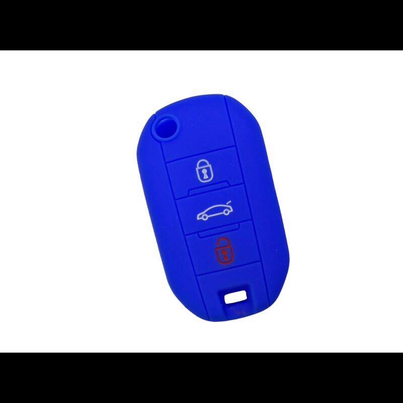 Capa silicone Peugeot, flip três botões, azul