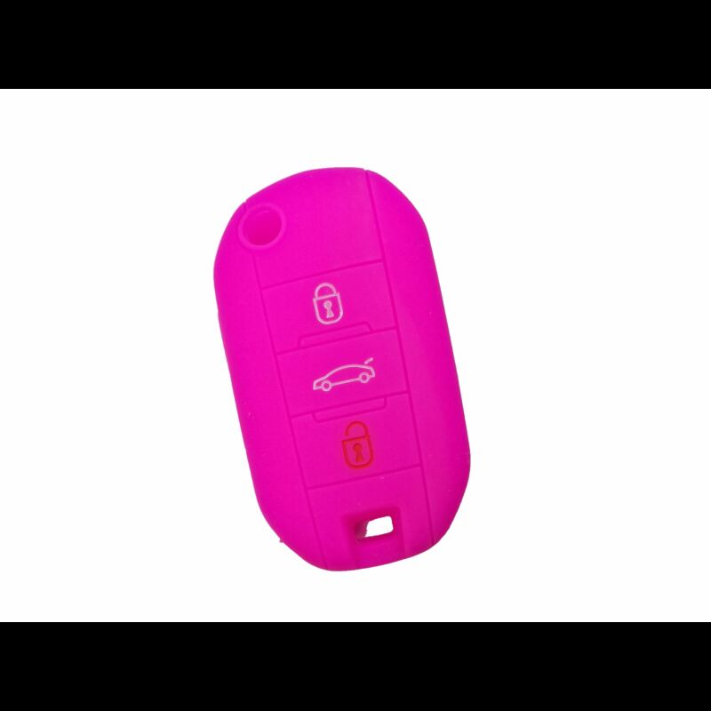 Capa silicone Peugeot, flip três botões, rosa