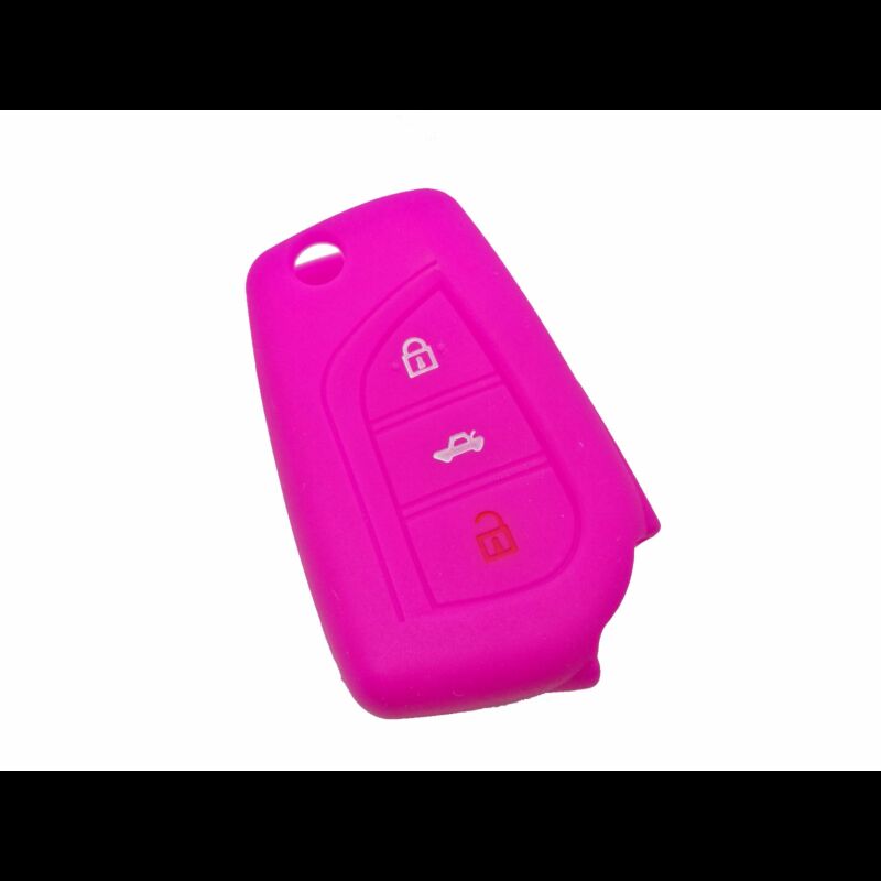 Capa silicone Toyota, três botões, rosa