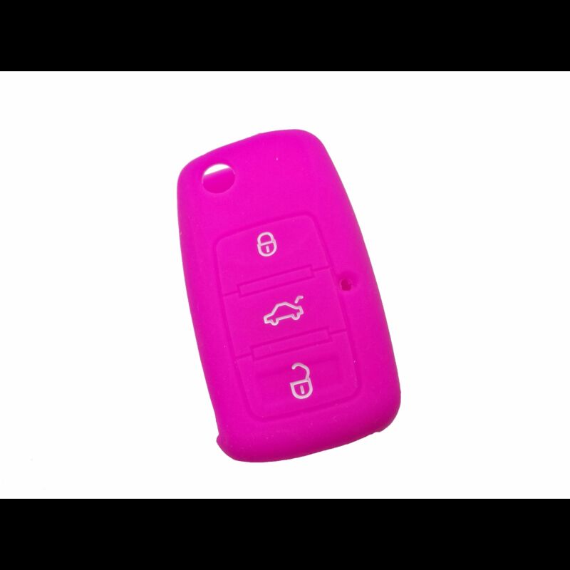 Capa silicone Volkswagen, três botões, rosa
