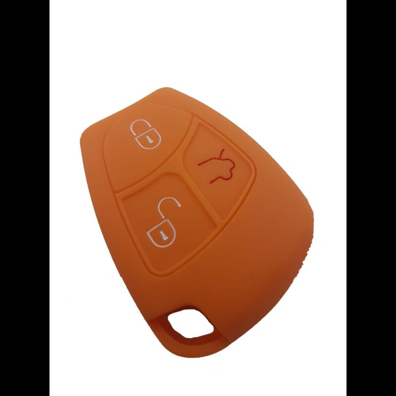 Capa silicone Mercedes, três botões, Smartkey (antiga), laranja
