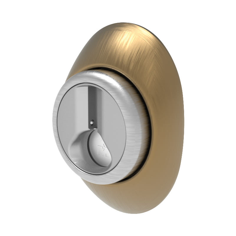 Escudo Mottura magnético de perfil europeu c/3 chaves, bronze