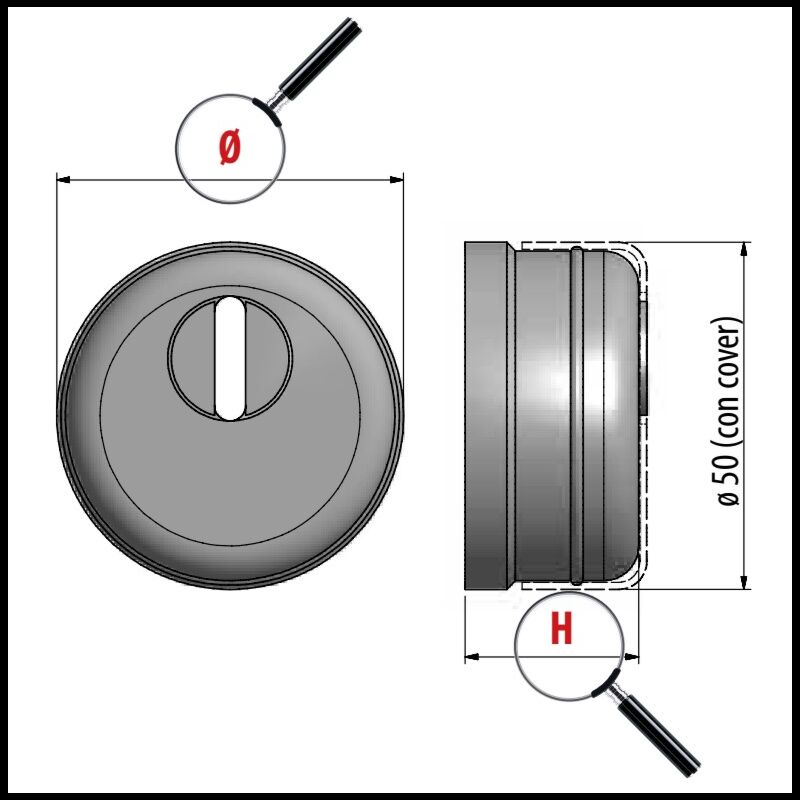Escudo de segurança AF, para fechaduras de porta blindada, anti-tubo, 50 mm