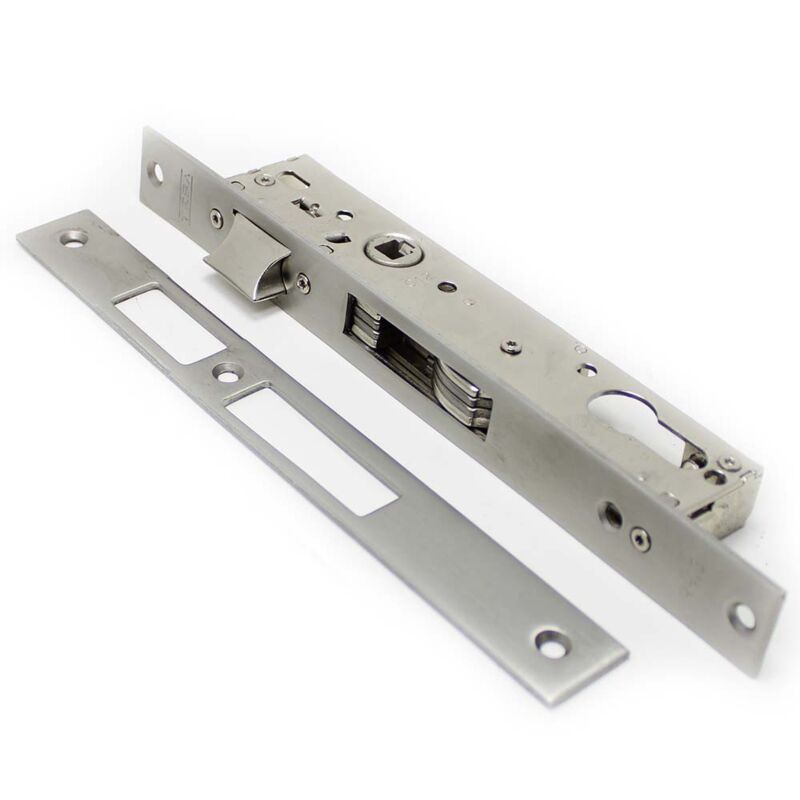 Fechadura de embutir alumínio Tesa 4240, entrada 20mm, inox