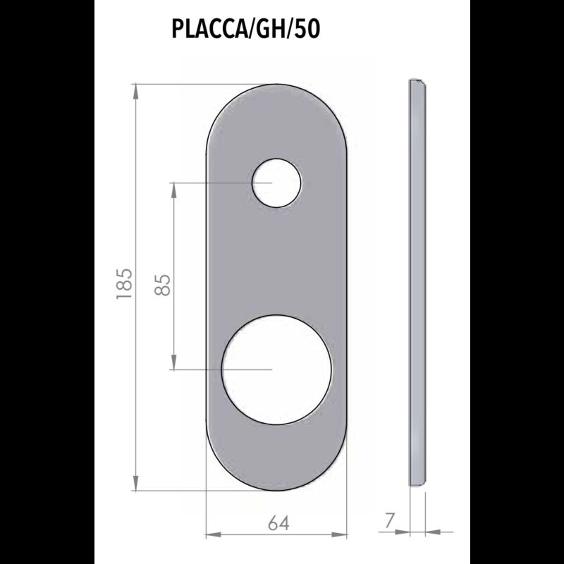 Espelho comprido AF modelo GH, exterior, argento, 50 mm