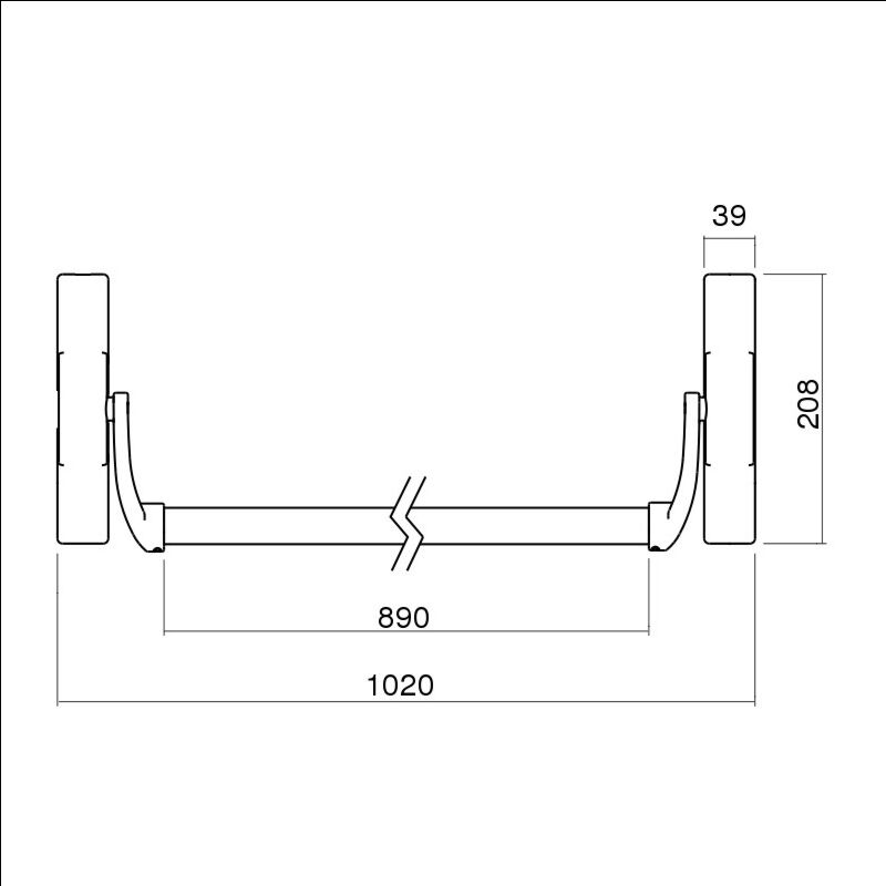 Barra antipânico Tesa 1970 para fechadura de embutir, em inox