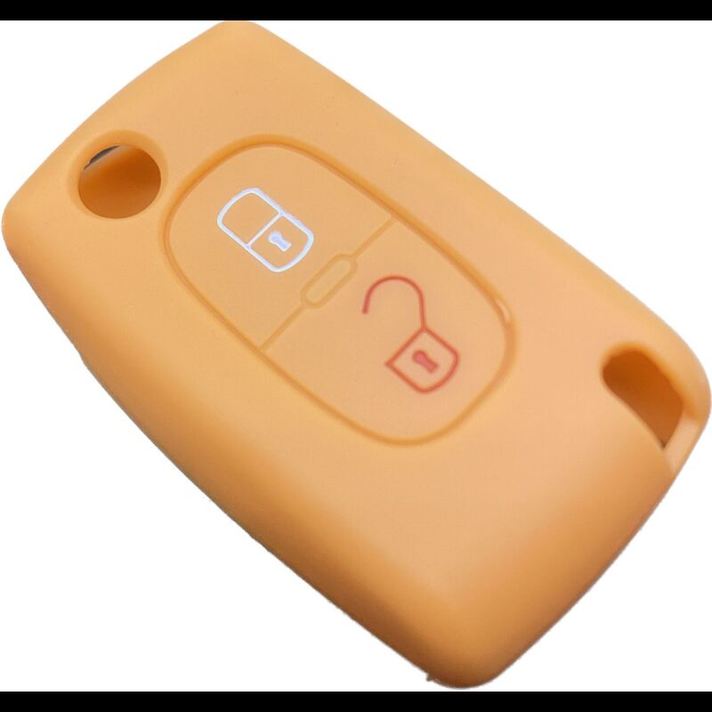 Capa silicone Citröen, flip dois botões, laranja