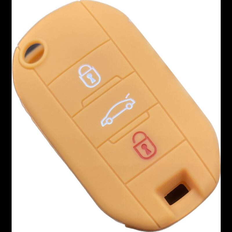 Capa silicone Peugeot, flip três botões, laranja